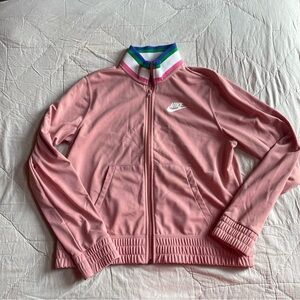 Nike Pink Track‎ Jacket With Multicolored Collar Size Small
